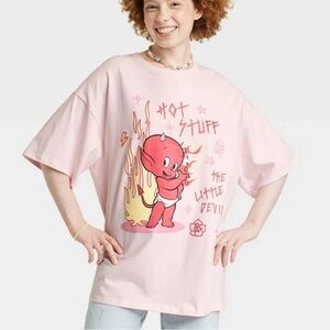 Hot Stuff The Little Devil Light Pastel Pink Oversized Tee / Tshirt